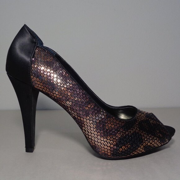 Style & Co. Size 8 M / NAVEAH / Black / Sequin / Satin Heels New Women's Shoes - Picture 2 of 16